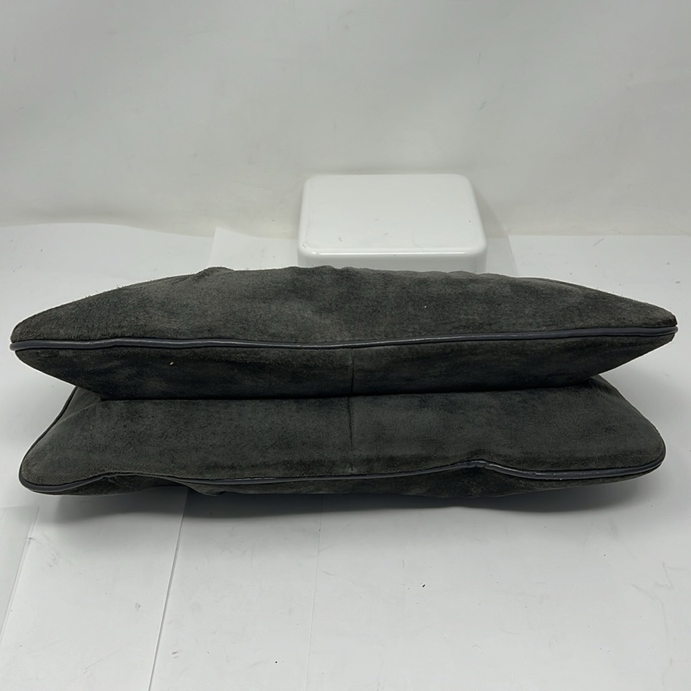 Gray Grey Suede Python Snakeskin Shoulder Clutch … - image 6